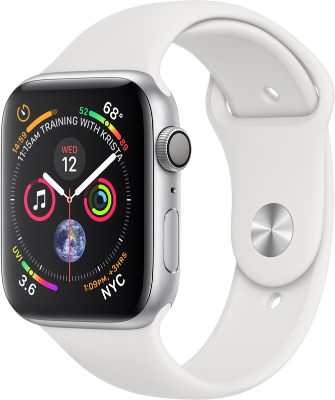 Apple Watch Series 4 (Sportbandje, 44mm) Zilver (Wit)