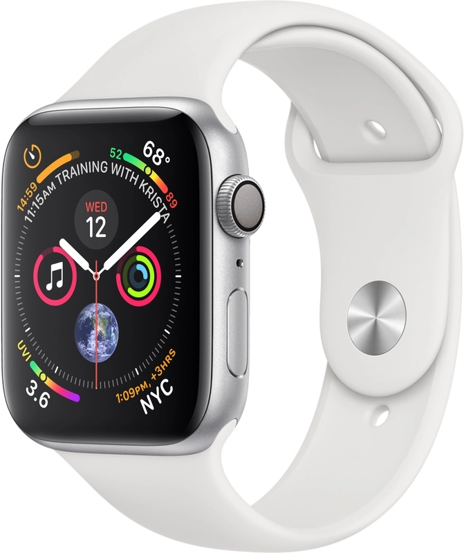 Apple Watch Series 4 (Sportbandje, 44mm) Zilver (Wit)